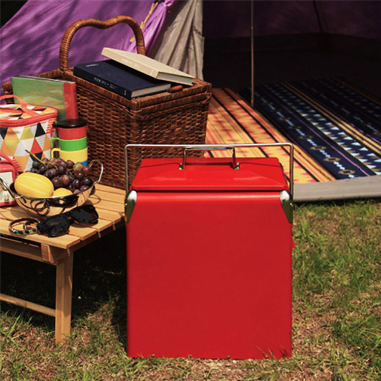 17리터 레트로 아이스 스틸 쿨러 레드